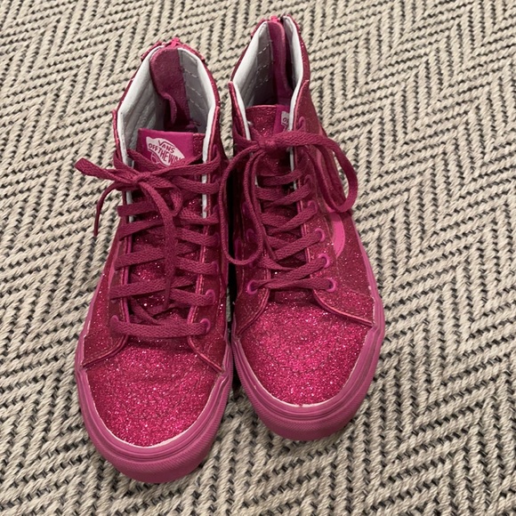 Girls Vans Glitter SK8 Hi Zip Sneakers - Picture 3 of 5